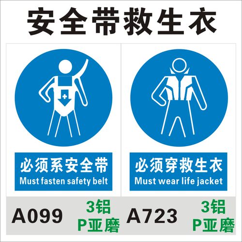 必须系安全带穿救生衣标识牌