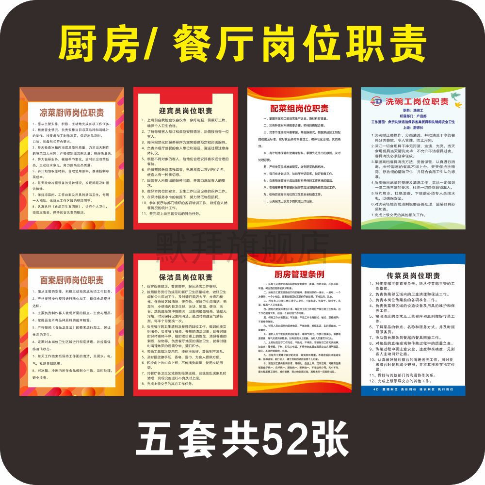 饭店餐厅厨房岗位制度职责挂图