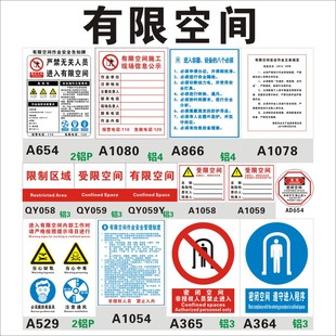 有限空间作业安全告知牌 施工现场信息公示警示牌 管理制度规定 受限密闭标志 铝板丝印 上海可定制标示A654