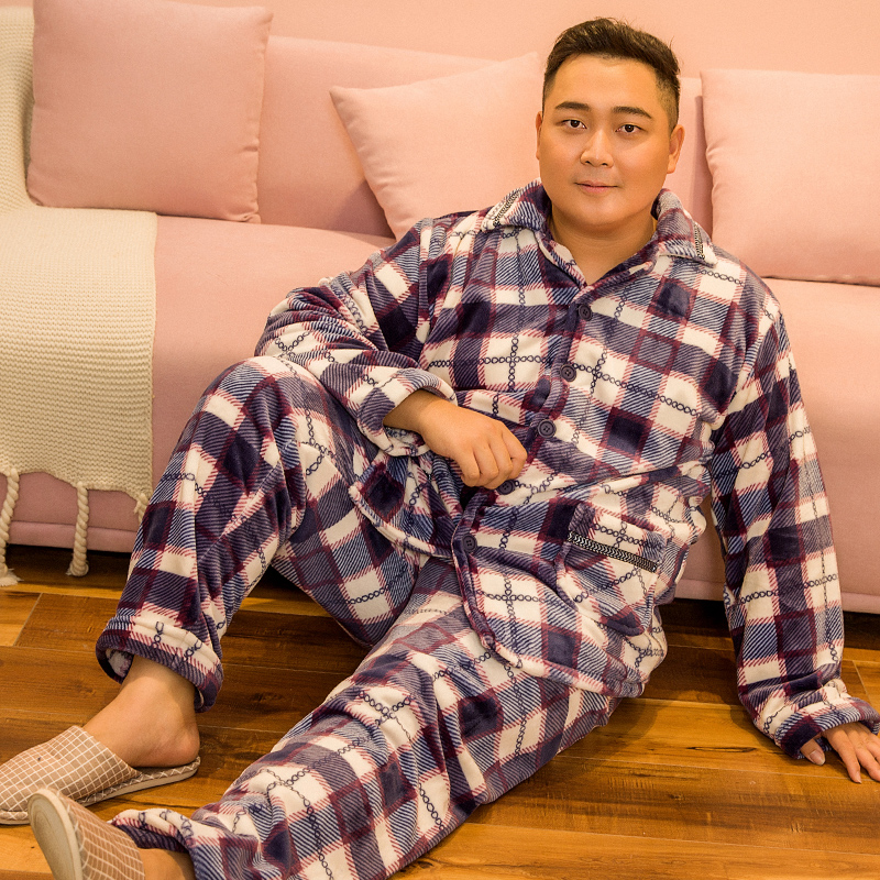 冬季韩版男士宽松睡衣家居服套装