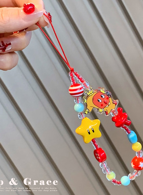 卡通星星人亚克力珠饰手机挂件ins风多巴胺手机链相机挂链女挂绳