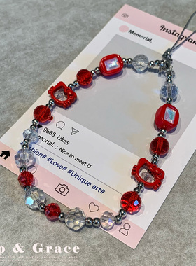 Grip Grace红卡通kitty猫手机链条ccd相机包包挂饰手机壳挂绳