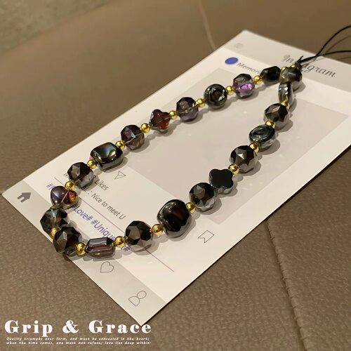 GripGrace 高级感手机ccd相机挂绳水晶链短款手腕手提防丢钥匙链