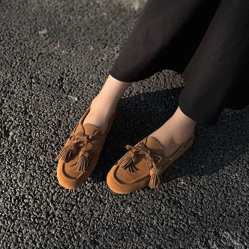 复古流苏豆豆鞋女乐福鞋舒适圆头小香风ins真皮平底百搭通勤女鞋,女鞋,时尚休闲鞋,淘宝优惠券,粉丝福利购,淘宝优惠卷
