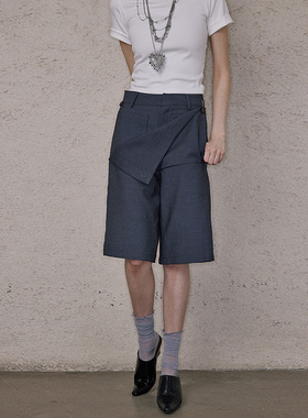 SNU 宋妍霏同款 原创解构西装短裤女高级感小众宽松直筒休闲中裤