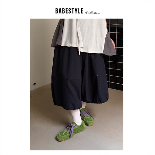 BABESTYLE |“复活裤2.0” YAN 日式简约轻量感机能风抽绳八分裤
