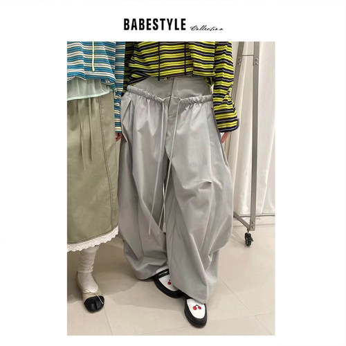 BABESTYLE |“黑武士 ”UNTime 日式双腰头抽绳设计机能风气球裤
