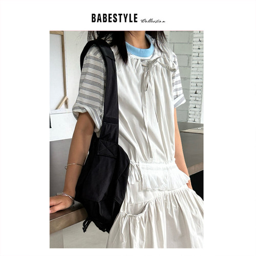 BABESTYLE |“清爽少年气”YSS 首尔撞色领复古条纹宽松短袖T