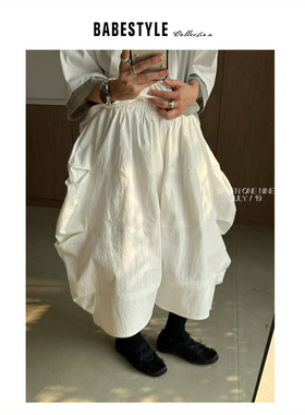 BABESTYLE |“建筑设计师”首尔简约气质弧形美学切割八分休闲裤