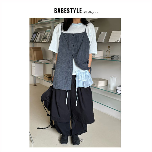 BABESTYLE |“森林花园” YSS 首尔盐系蛋糕花边拼接裙摆短袖T