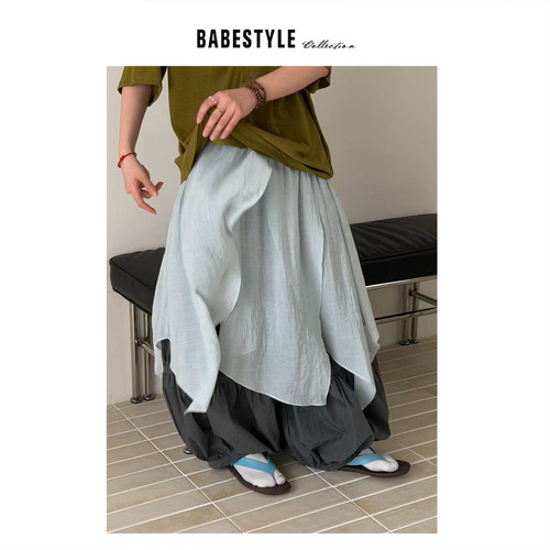 BABESTYLE |“灵动飘逸” YAN 日式不规则鱼尾裙摆叠穿屁帘半身裙