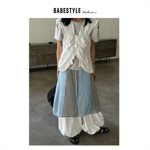 BABESTYLE |“山本耀司风”日式小众设计感不规则压褶皱背心马夹