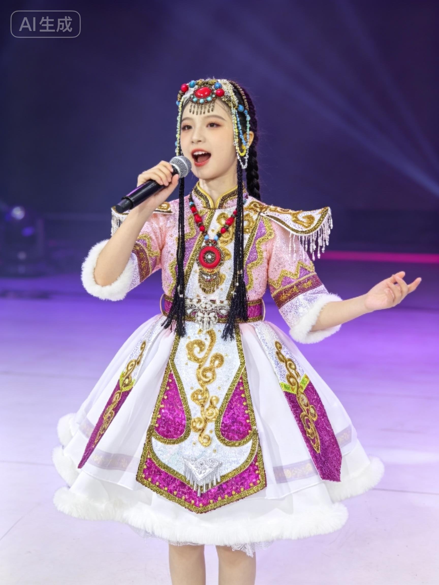 定制快乐阳光演出服儿童演出服藏族蒙族演出服少数民族礼服送头饰