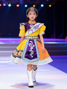 现货130规格女童演出服藏族蒙族歌唱礼服重工原创设计女童独唱服