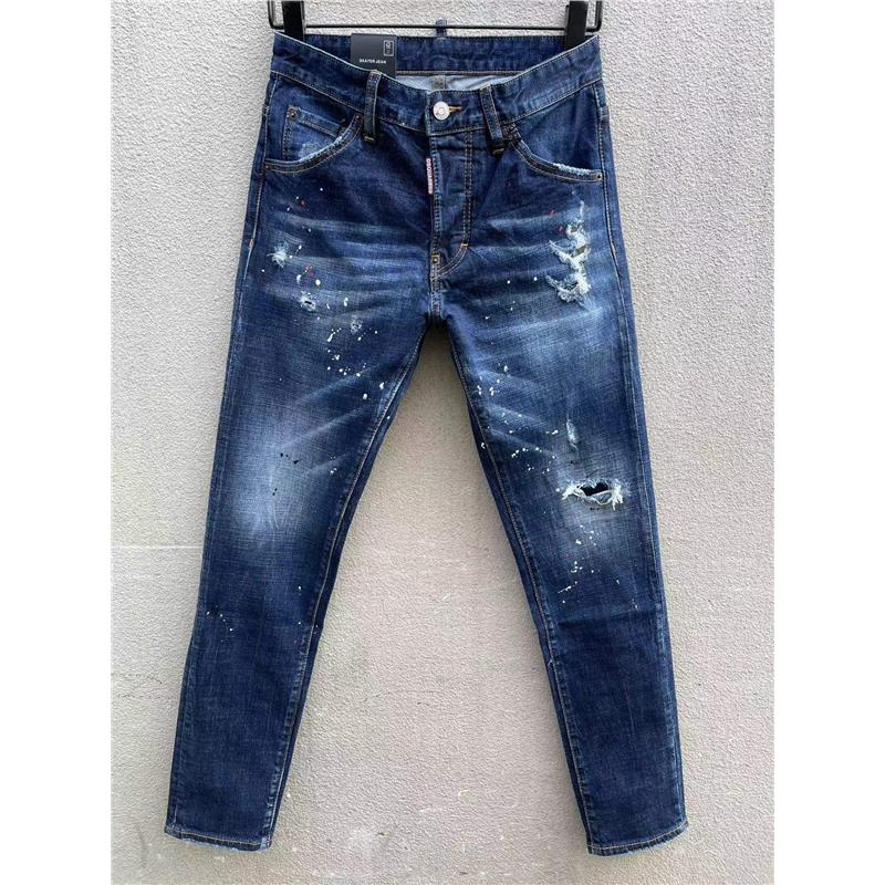 2025春夏079款DSQ欧美男装牛仔裤子D2修身小脚破洞潮流时尚二次方