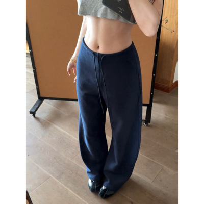 垂顺有质感 窄腰头弧形香蕉裤抽绳休闲宽松弯刀长裤卫裤秋冬加厚