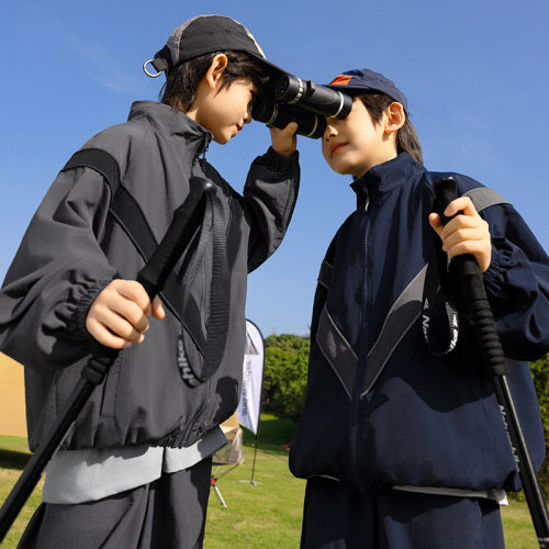 EK童装美式高街男童宽松菱形条纹3M反光休闲夹克外套中大儿童上衣