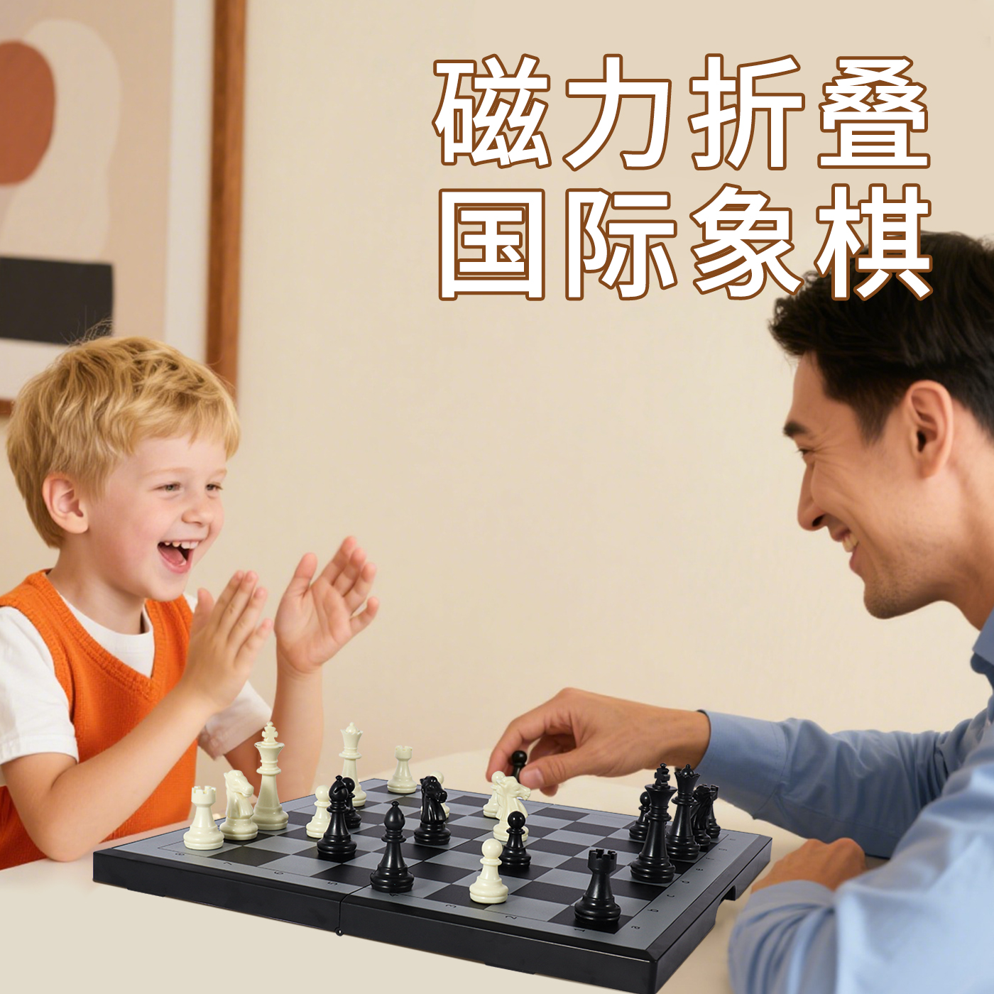 国际象棋带磁性小学生便捷可折叠儿童初学高档棋盘比赛书籍豪华版