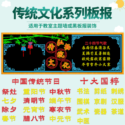 教室中国传统文化日主题墙贴纸