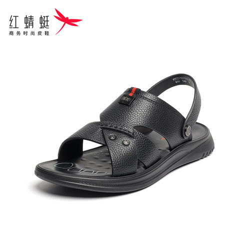 REDDRAGONFLY/红蜻蜓男士夏季圆头平底透气休闲沙滩凉鞋WTT21133
