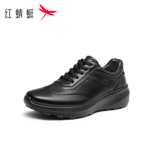 REDDRAGONFLY/红蜻蜓简约厚底防滑黑色牛皮运动休闲男鞋DM036180