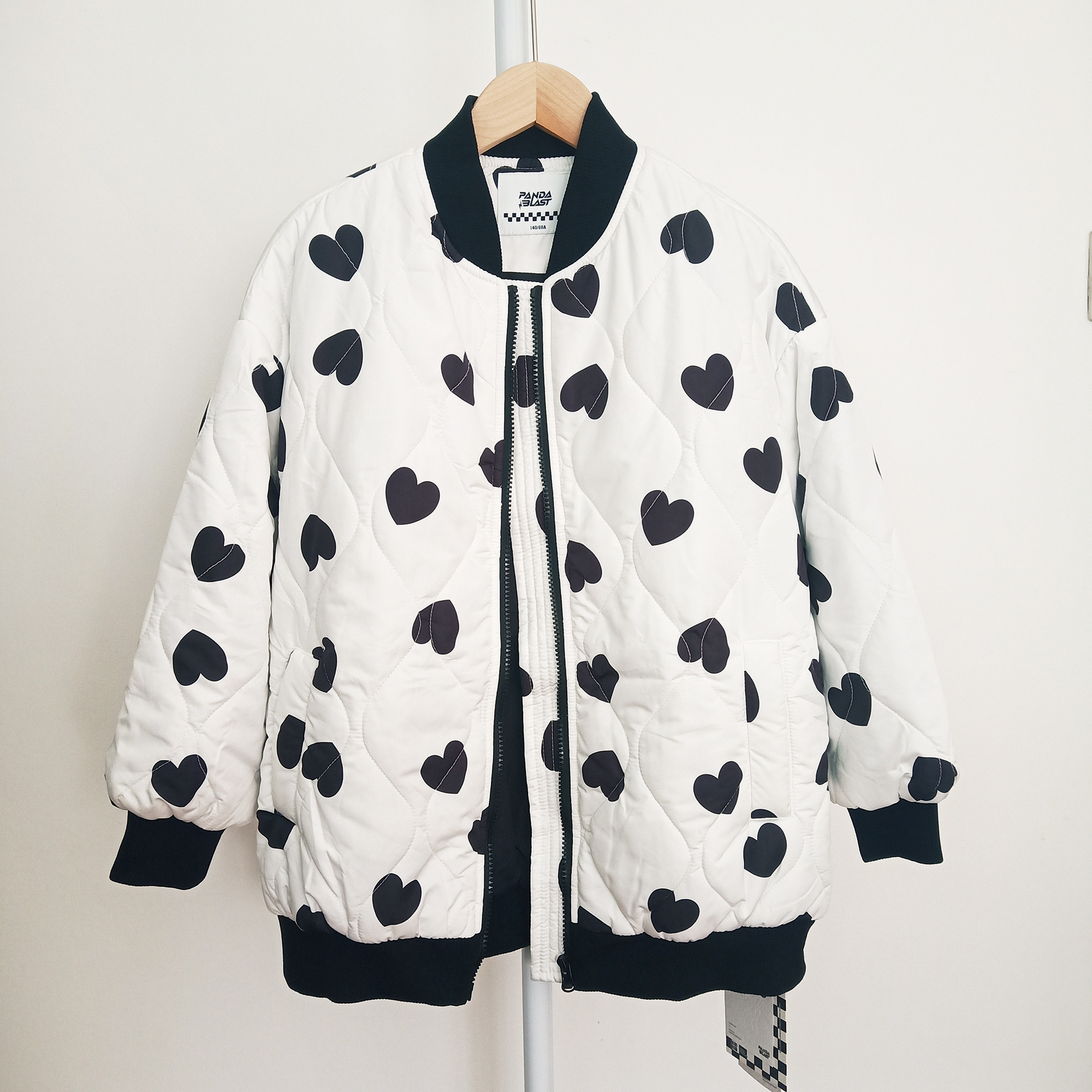 炸街洋气爱心女童薄棉服秋冬棒球服领夹棉外套140-170