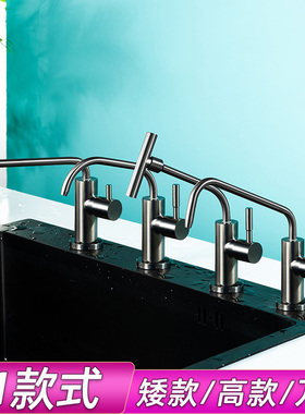304不锈钢枪灰色纯净水器龙头家用直饮2分专用厨房内开窗矮款优选