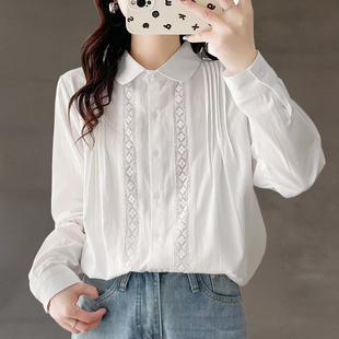 加大码 女士娃娃领衬衫 胖mm200斤显瘦遮肉绣花上衣 新款 2026春秋季