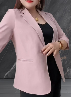 胖妹妹加大码女装mm早秋小个子西装外套薄款高级休闲时尚西服上衣