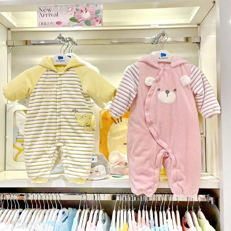 丽婴房商场专柜正品婴儿连体衣秋冬厚款爬服宝宝夹棉哈衣棉服