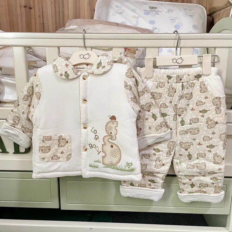 拉比断码清仓厚款棉衣棉裤套装男女童秋冬夹棉家居服全纯棉保暖衣