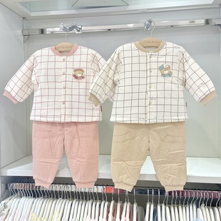 棉袄 秋冬纯棉厚衣服保暖家居服加棉睡衣裤 拉比正品 儿童夹棉套装
