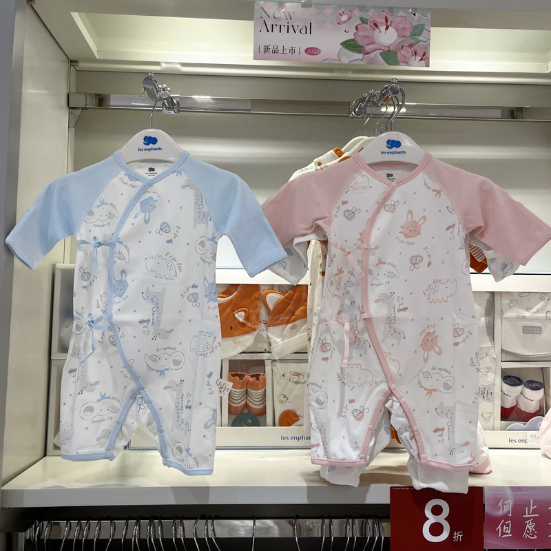 丽婴房商场专柜正品新生婴儿连体衣秋冬斜襟爬服纯棉系带内衣