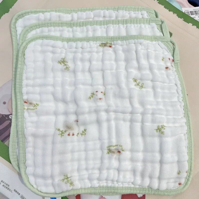 丽婴房新款纯棉纱布方巾3条装新生婴儿毛巾洗脸巾喂奶擦手手帕