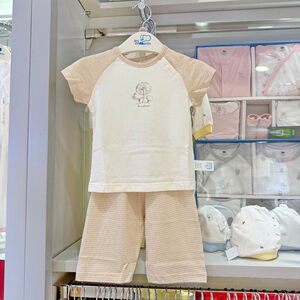 丽婴房商场专柜同款夏季短袖七分裤内衣套装家居服睡衣超薄正品