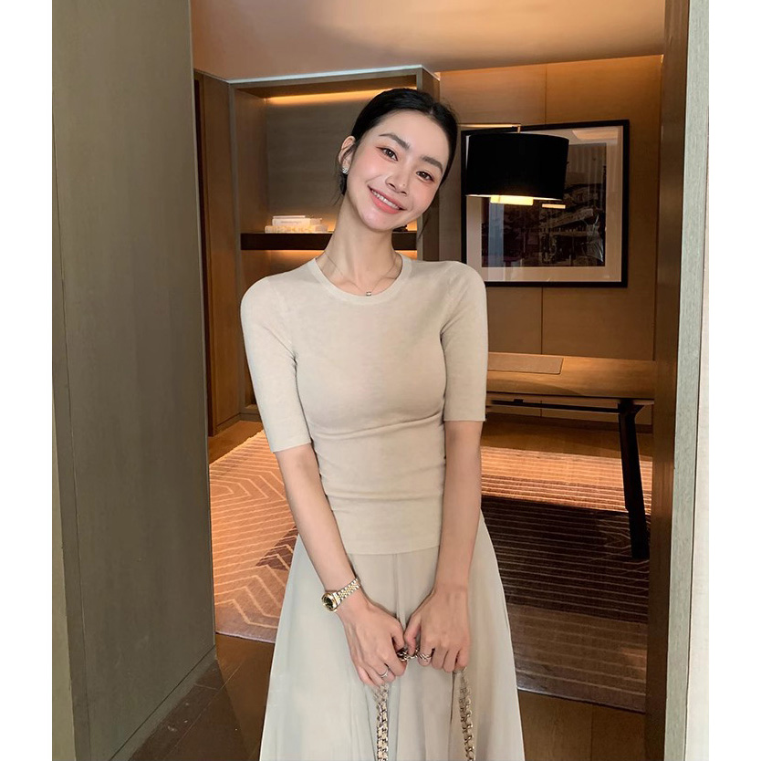 超舒服棉莱赛尔圆领中袖女T恤