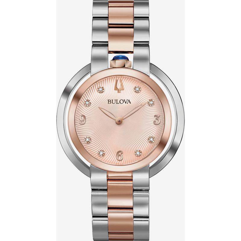 海外代购BULOVA/宝路华女士石英表精准计时生活防水钢带间金