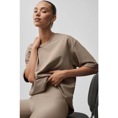 海外代购ALO YOGA女士运动T恤柔软亲肤高弹舒适莫代尔棉混纺