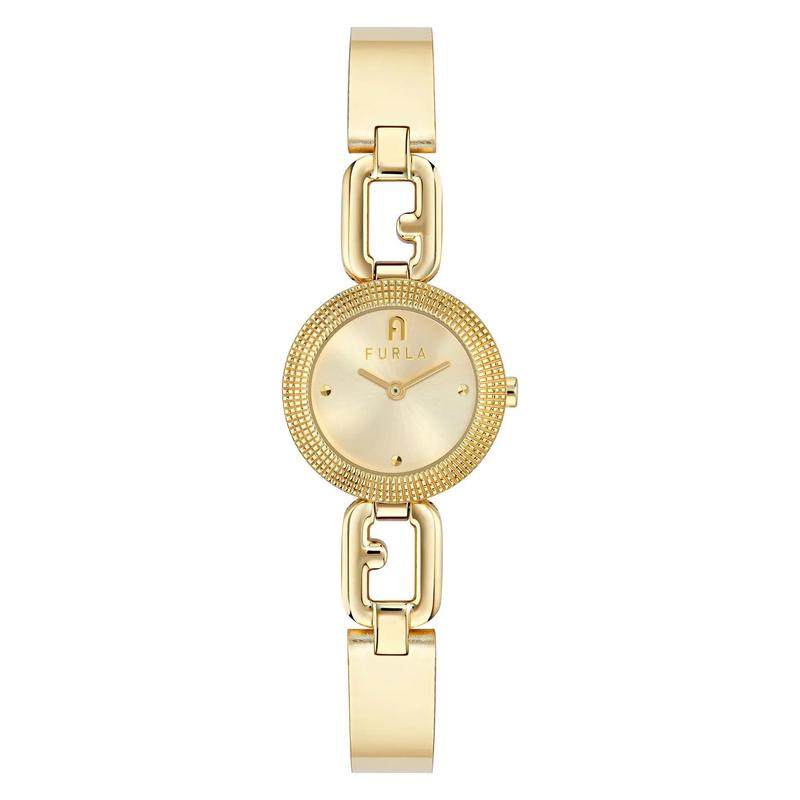 代购FURLA芙拉男士腕表防水计时夜光日期金色金属钢带皮带商务