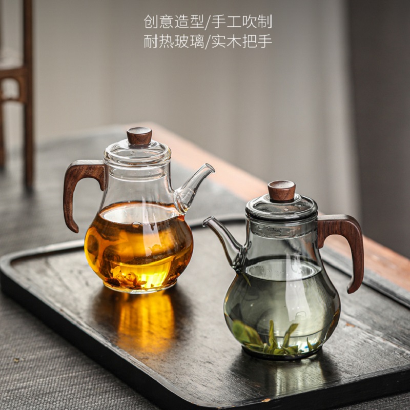 玻璃茶壶侧把单壶煮茶器沏茶壶家用茶具套装过滤泡茶壶围炉煮茶壶