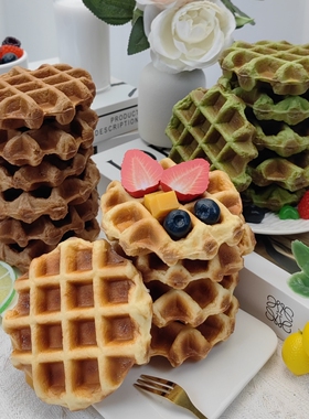 仿真华芙饼模型下午茶点心假蛋糕橱窗摆件美食拍照装饰零食道具