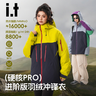 it:CHOCOOLATE户外保暖工装羽绒服男女同款冬季拼接撞色鸭绒外套