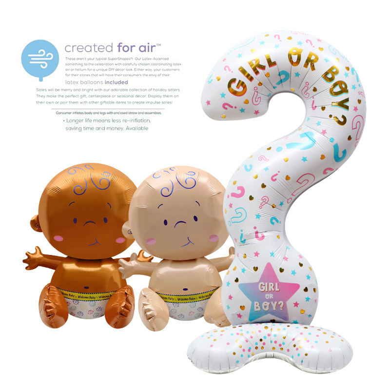 订婚派对装饰布置道具拍照背景汽球4d立体站立问号婴儿宝宝大气球
