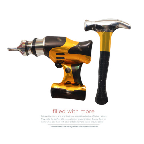 卡通手握电钻锤子铝膜玩具气球