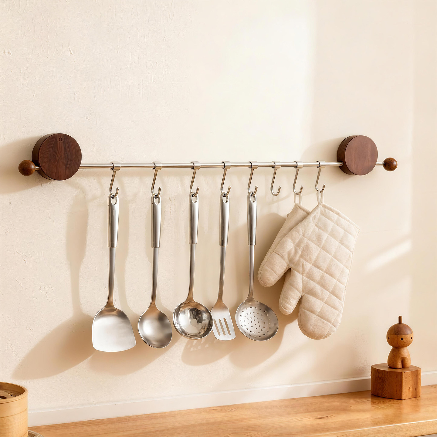 吸盘厨房挂钩架多功能上墙厨具锅铲勺子超强承重置物收纳一排挂架,收纳整理,挂钩/粘钩,淘宝优惠券,粉丝福利购,淘宝优惠卷