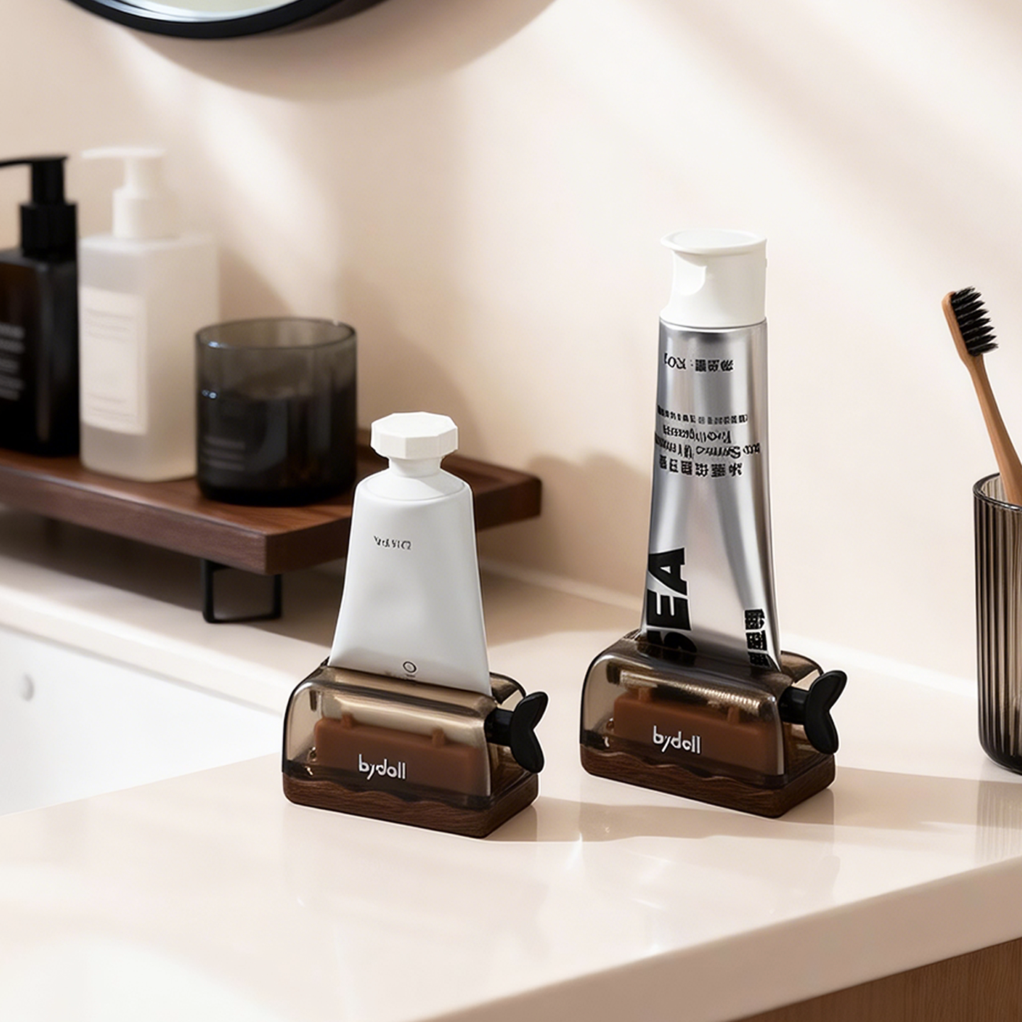 挤牙膏神器浴室卫生间洗面奶置物架护手霜颜料小样懒人手动挤压器