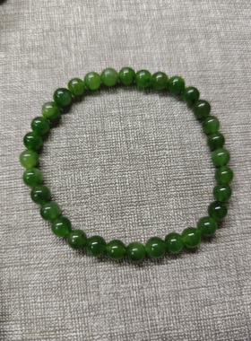 天然和田玉碧玉手串女国风素圈玉石串珠单圈手链女卡6mm