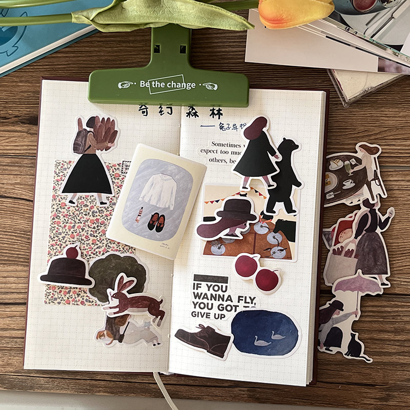 奇幻森林兔子的异想世界手帐本贴纸包 套装人物动物熊森系装饰