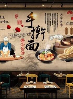 餐饮民俗小吃店墙纸贴手工制作