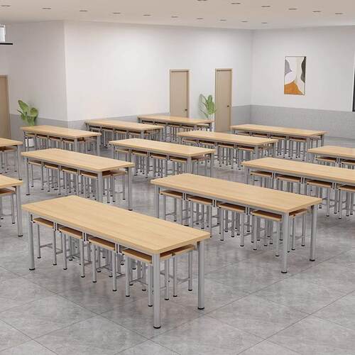 员工食堂餐桌椅组合4人6人学校学生厂地机关企业职工餐厅挂凳餐桌
